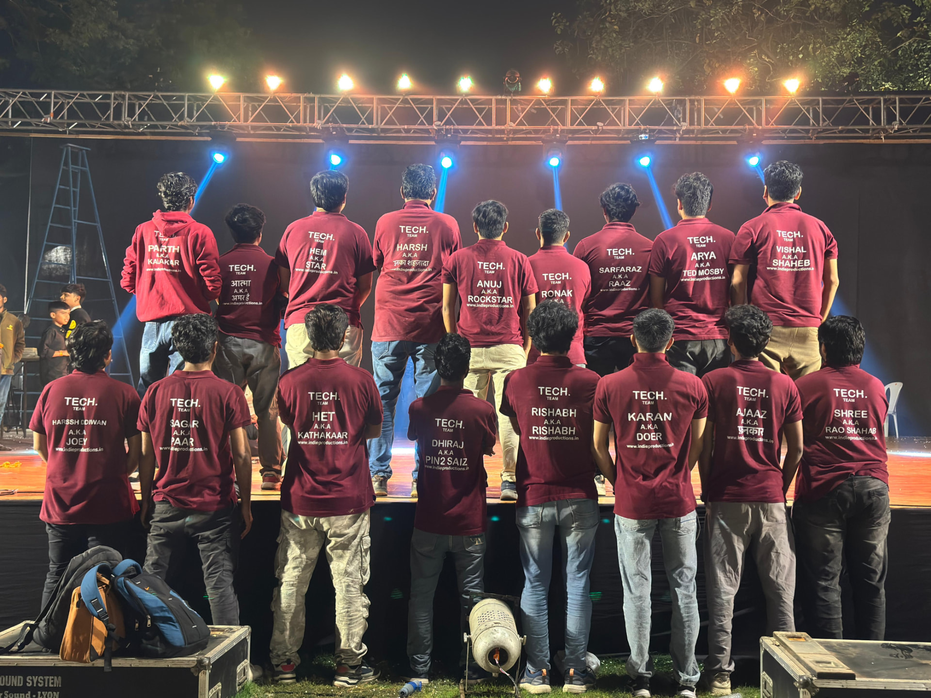 The Indie Productions crew watching a performance from the stage at Abhivyakti Edition 7